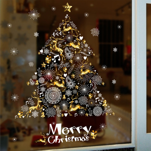 탈부착 쉬운 크리스마스 창문 시트지 스티커 컬러데코(C-산타의선물)